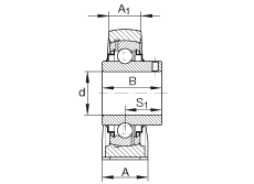 直立式轴承座单元 RASEY5/8, 铸铁轴承座，外球面球轴承，根据 ABMA 15 - 1991, ABMA 14 - 1991, ISO3228 内圈带有平头螺栓，R型密封，英制