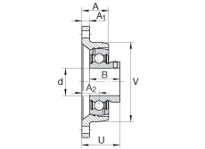 轴承座单元 PCJTY3/4, 对角法兰轴承座单元，铸铁，根据 ABMA 15 - 1991, ABMA 14 - 1991, ISO3228 内圈带有平头螺栓，P型密封，英制